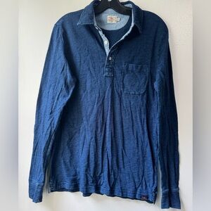 Faherty Long Sleeves Cotton Polo Blue Shirt